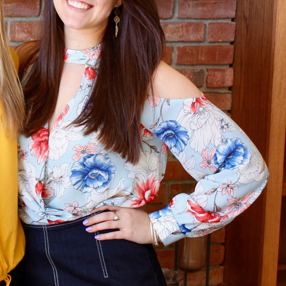 Cold Shoulder Floral Blouse